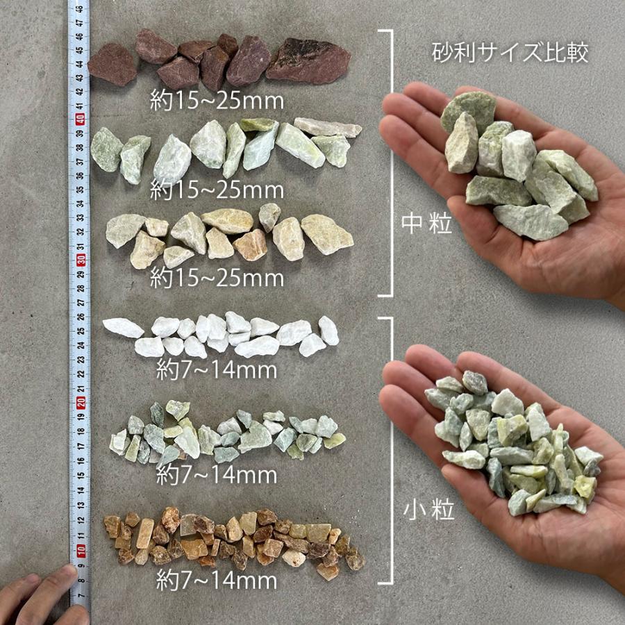 小粒砂利 アイスグリーン色 ラフ 7-14mm 20kg 砕石 ロックガーデン