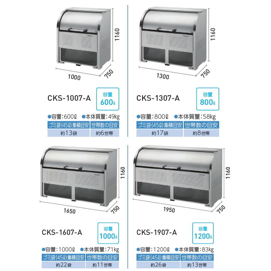 【無料★特典対象】 ゴミステーション クリーンストッカー   CKS-1907-A CKS-A型   W1,950mm×H1,160mm×D750mm 容量1200L   ゴミ袋約17袋 約8世帯   ゴミストの画像
