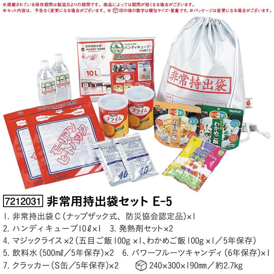 船山株式会社 初期避難用品 非常用持出袋セット E-5 7212031 災害 避難