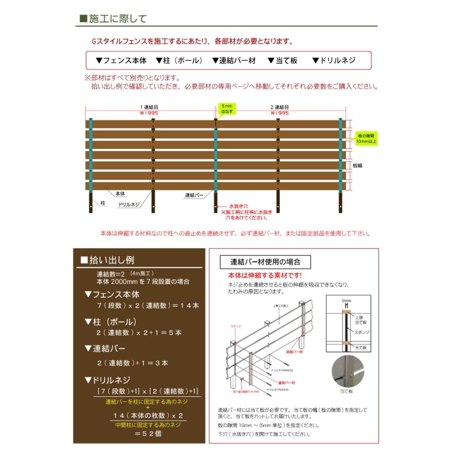 【部品】【10枚セット】 オリジナルDIYフェンス  Gスタイルフェンス   横板本体 120サイズ   長さ1995mm 幅120mm×長さ1995mm×厚み10mm   ※少量ご希望は別 |  | 04