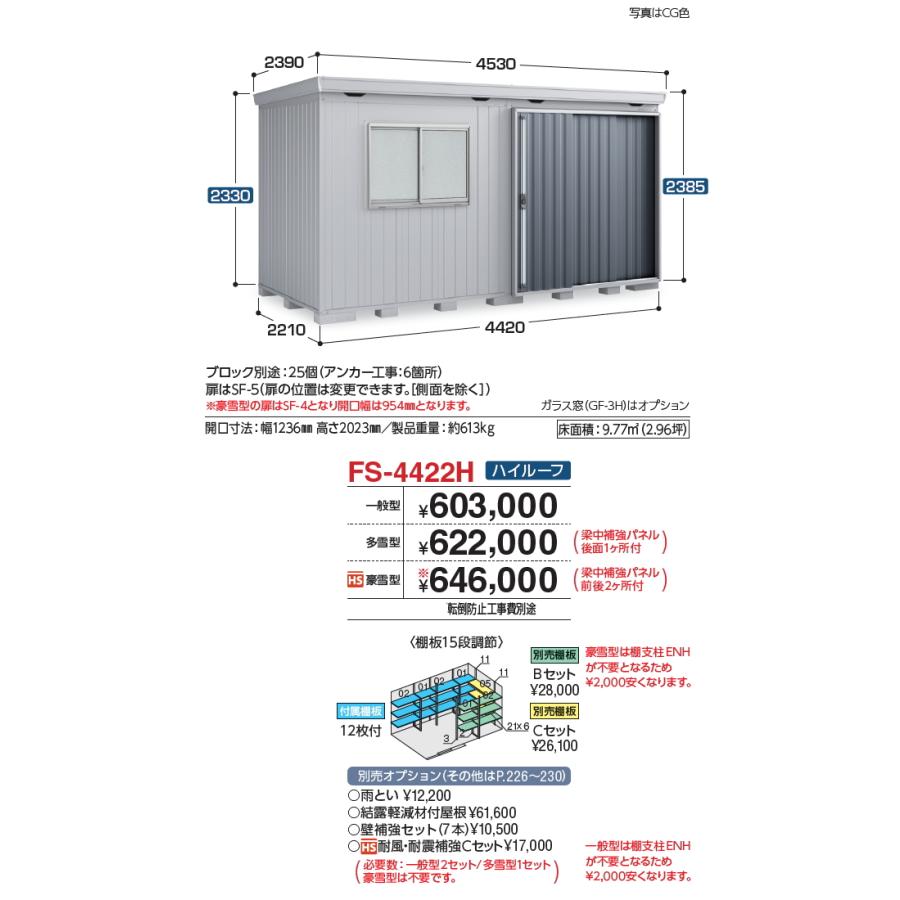 【無料★特典対象】 物置 収納 フォルタ FS-4422H ハイルーフ 一般型 間口4420×奥行2210×高さ2385mm イナバ物置 稲葉製作所 収納庫 屋外 中・大型物置 倉庫_1