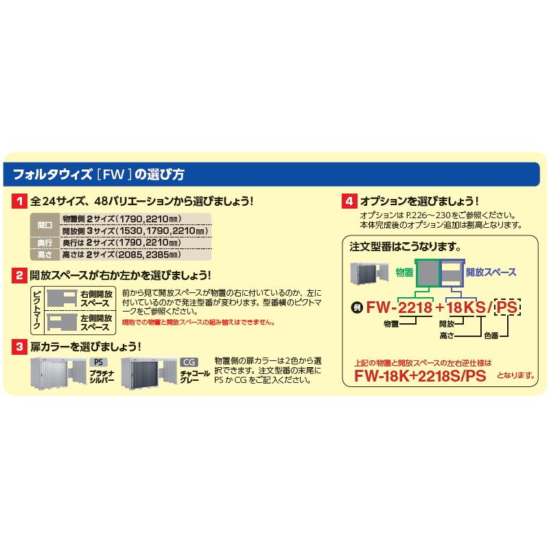 【無料★特典対象】 フォルタウィズ 開放スペース 右側 FW-2222+18KH 左側 FW-18K+2222H ハイルーフ 多雪型 イナバ物置 稲葉製作所 FORTA WITH 収納庫 屋外 大