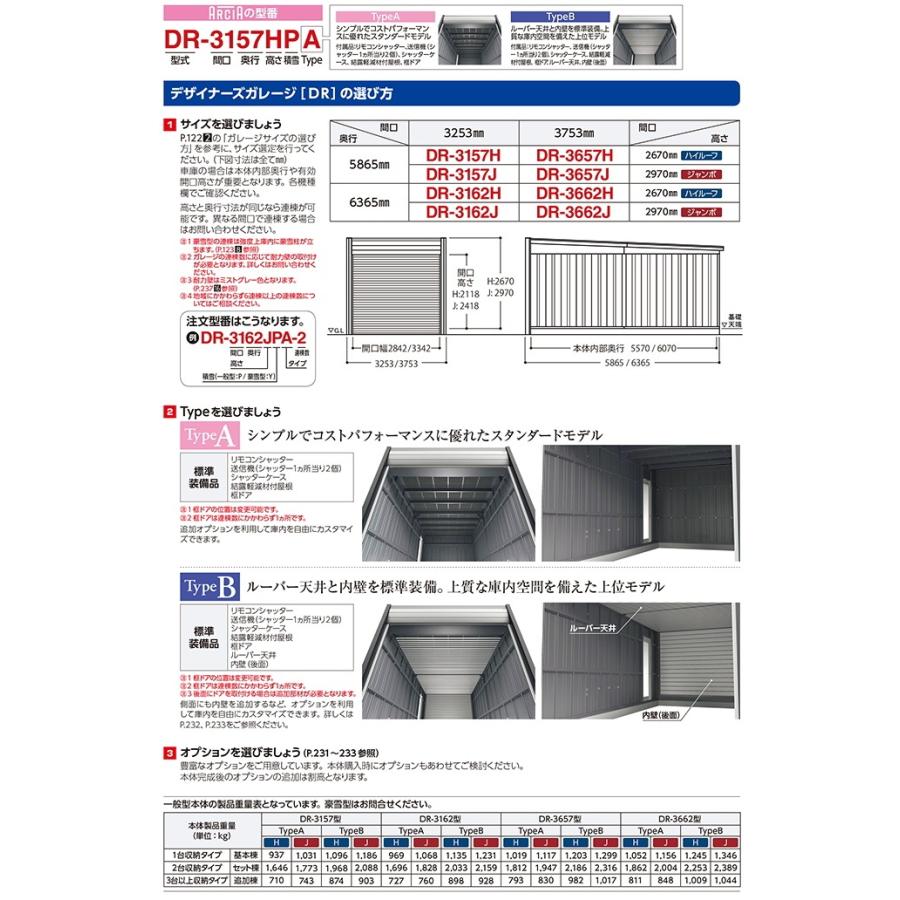 【無料★特典対象】 車庫 ガレージ ARCIA(アルシア) TypeB DR-3157HPB-2 2連棟(2台収納タイプ)ハイルーフ 一般型 間口6383×奥行5865×高さ2670mm イナバ物置_4