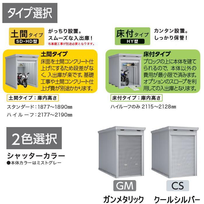 イナバ物置 稲葉製作所   車庫 ガレージ  バイク保管庫   FM-1422HD ハイルーフ   豪雪型  土間タイプ   間口1370×奥行2210×高さ2385mm   バイク 倉庫 ガレー｜ex-gstyle｜03