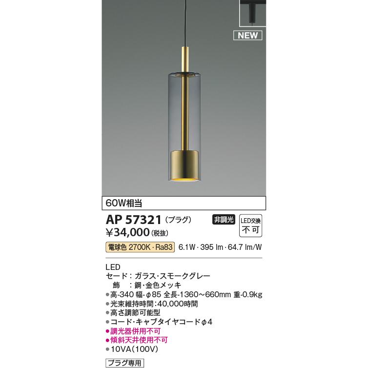 照明 おしゃれ コイズミ照明 KOIZUMI ペンダントライト AP57321 ダクト