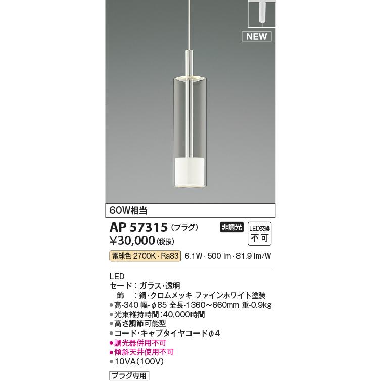 照明 おしゃれ コイズミ照明 KOIZUMI ペンダントライト AP57315 ダクト