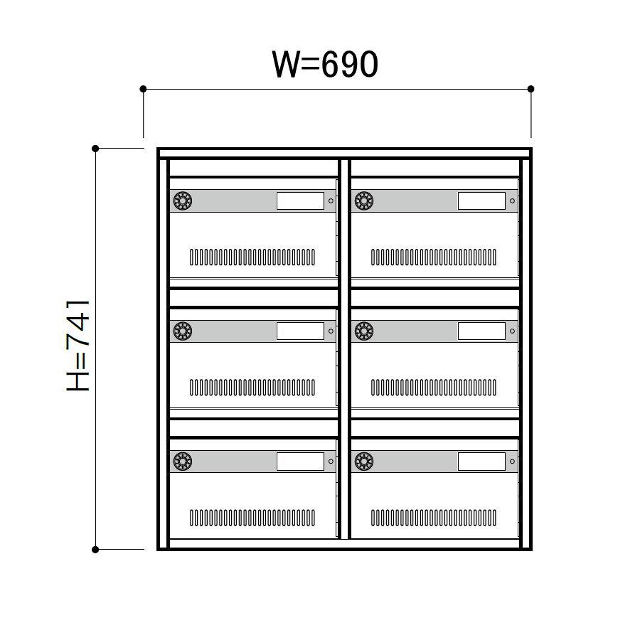 T6042 コーワソニア 集合郵便受箱 AM-B6？ 3列2段 ダイヤル錠付 普及型集合ポスト マンション アパート 錠付き 普及型集合郵便受箱 コーワソニア 集合郵便受箱 AM-B6 前入れ前