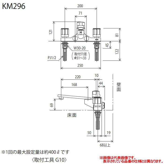 【無料★特典対象】 KVK お湯ぴた デッキ形定量止水付2ハンドル混合栓 KM296Z 168mmパイプ付 寒冷地用 住宅設備 建材 水回り 水周り リフォーム 蛇口_2