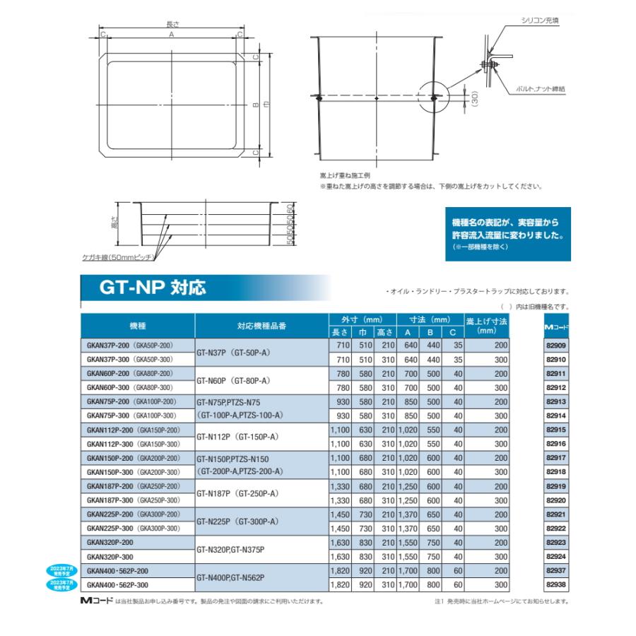前澤化成工業 【かさ上げ寸法200】 FRP製グリストラップ GT-NP対応 かさ上げ GKAN225P-200 Mコード:82921 ...