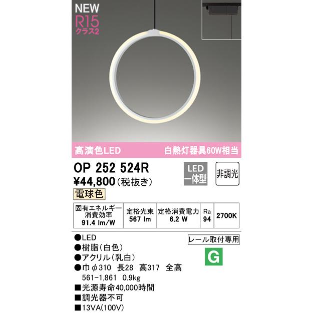 照明 おしゃれ オーデリック ODELIC ペンダントライト OP252523 フランジ OP252524 ダクトレール用 アレンジ心をくすぐるミニマルリング 巾Φ310 電球色_2
