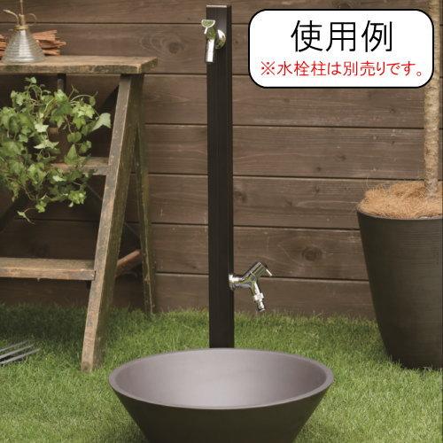 外水道の石の水受け　ガーデンパン　浅めの石鉢　水鉢としても　水が抜ける穴有り　高額品　 立水栓 水受け ミニサイズガーデンパン 「ガーデンポット ブラック