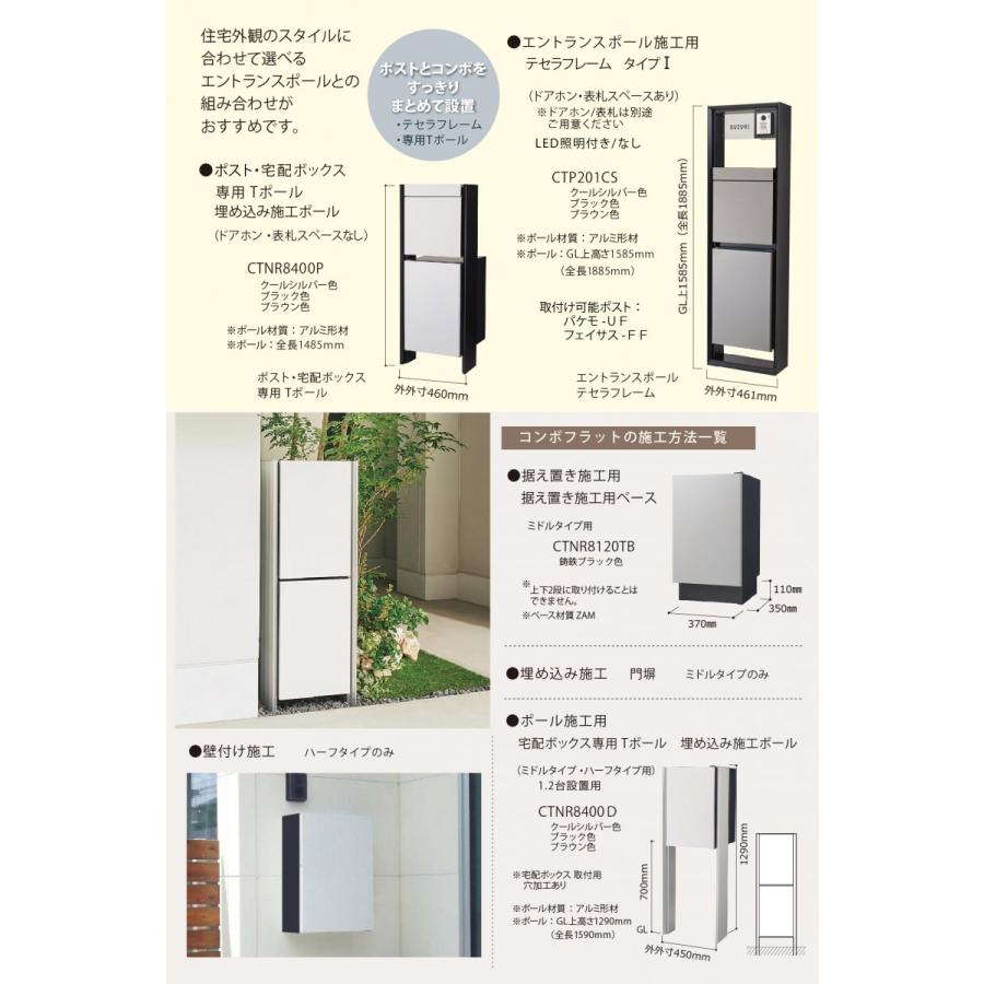 最も激安 【無料プレゼント対象商品】 宅配ボックス 一戸建て用 パナソニック panasonic コンボフラット ミドルタイプ 後出し シリンダー錠タイプ+据置台座セット