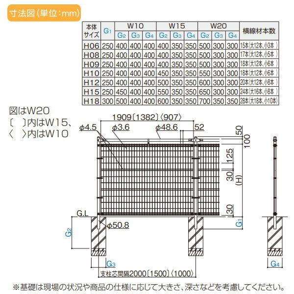 ※個人宛不可・北海道・沖縄・離島配送不可※ スチールメッシュフェンス   四国化成 シコク  LMF10型   積雪地仕様 W20 フェンス本体   H1000   LMF10-1020｜ex-gstyle｜02