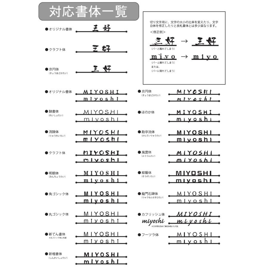 表札   三協アルミ 三協立山  機能ポール用 切り文字表札   KP-KMG-CM-3   ブラック(KC)/ホワイト(WH) ステンレス   戸建て オーダー｜ex-gstyle｜06