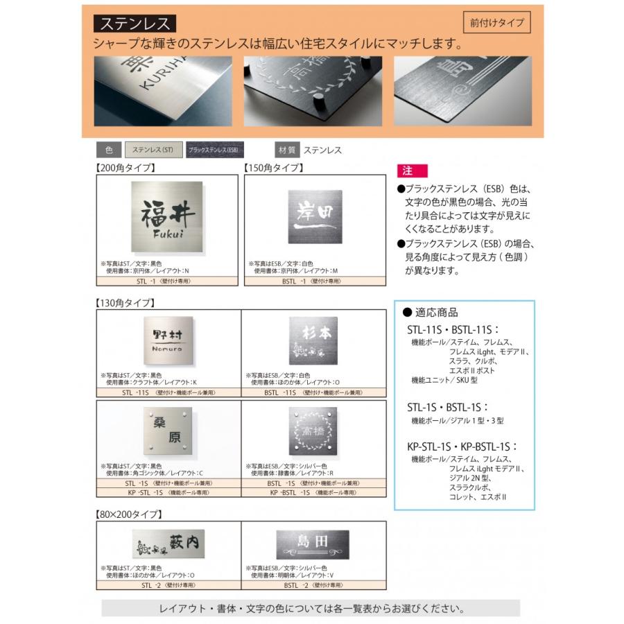 表札 三協アルミ 三協立山 ステンレス 壁付け専用 STL-1 200角タイプ