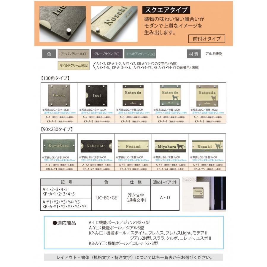 表札 三協アルミ 三協立山 アルミ鋳物 スリムタイプ 機能ポール専用 KB
