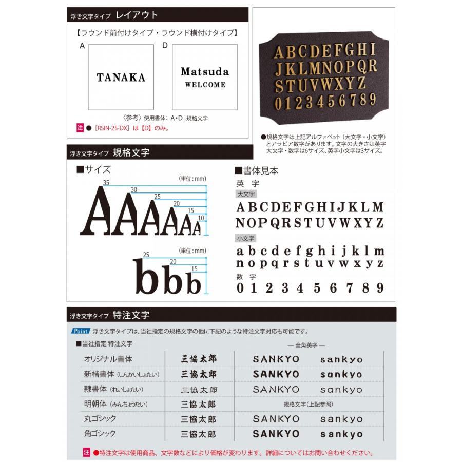 表札 三協アルミ 三協立山 アルミ鋳物 スリムタイプ 機能ポール専用 KB