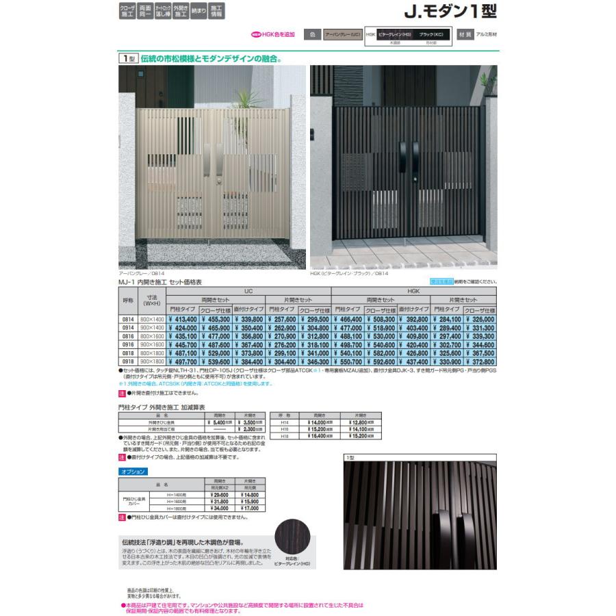形材門扉 三協アルミ 三協立山 J.モダン1型 内開き施工 木目調色 形材門扉 三協アルミ 三協立山 J.モダン1型 内開き施工 木目調色