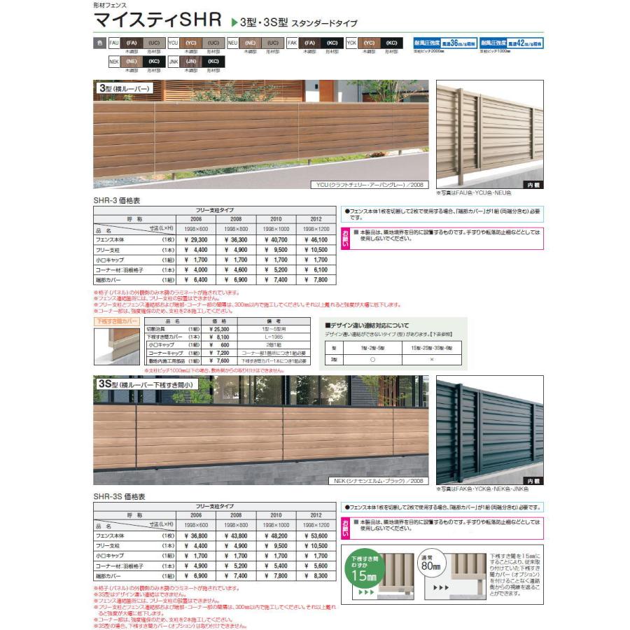 【無料★特典対象】 フェンス   三協アルミ 三協立山  マイスティ 3S型   フェンス本体   H1200   横ルーバー下桟すき間小   SHR-3S-12   境界 屋外 アルミ 形の画像