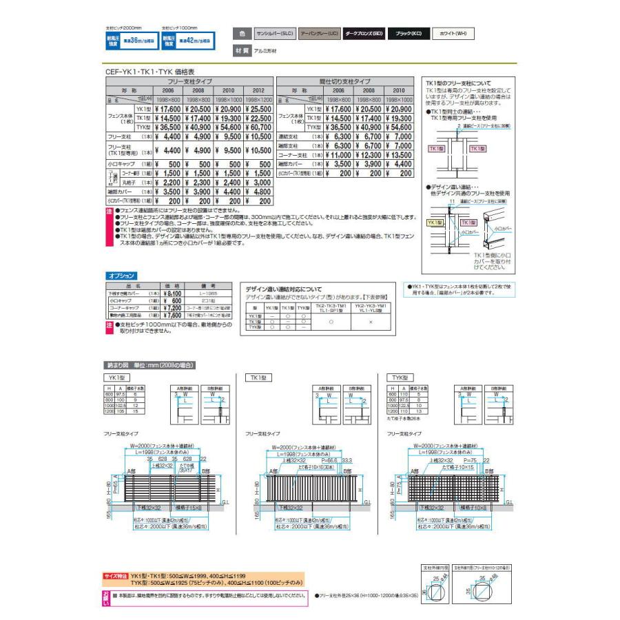 【無料★特典対象】 フェンス   三協アルミ 三協立山  マイスティ TYK型   フェンス本体   H1000   マス格子タイプ   CEF-TYK-10  境界 屋外 アルミ 形材フェの画像