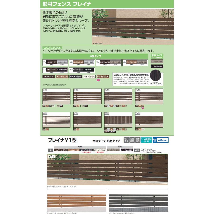 【無料★特典対象】 フェンス 目隠し 三協アルミ 三協立山 フレイナ Y1型 フェンス本体 形材タイプ 2008 2000×800 フリー支柱タイプ 境界 屋外_4