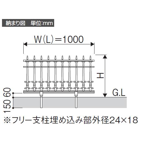 鋳物フェンス  三協アルミ 三協立山 キャスモア4型  本体  H600  アイアン  FLZ-4-1006  ガーデン DIY 塀 壁 囲い 境界 屋外｜ex-gstyle｜03