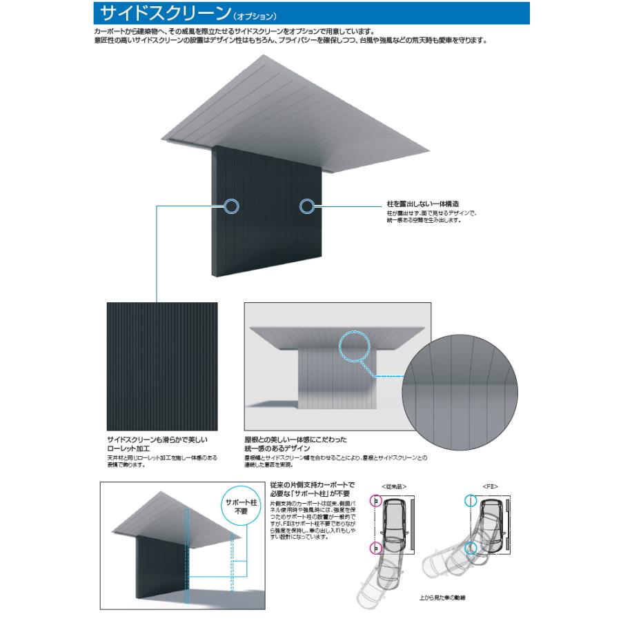 カーポート F[2] (エフツー) オプション 中間貼り 外面仕様 H22 呼称：5031 基本タイプ用 サイドスクリーン_4
