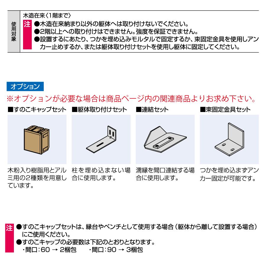 【無料★特典対象】 縁台   三協アルミ 三協立山  濡縁   木粉入り樹脂タイプ   幅1800mm×奥行き1100mm   NEM-6040 ぬれ縁 デッキ 庭 ガーデンまわりの画像