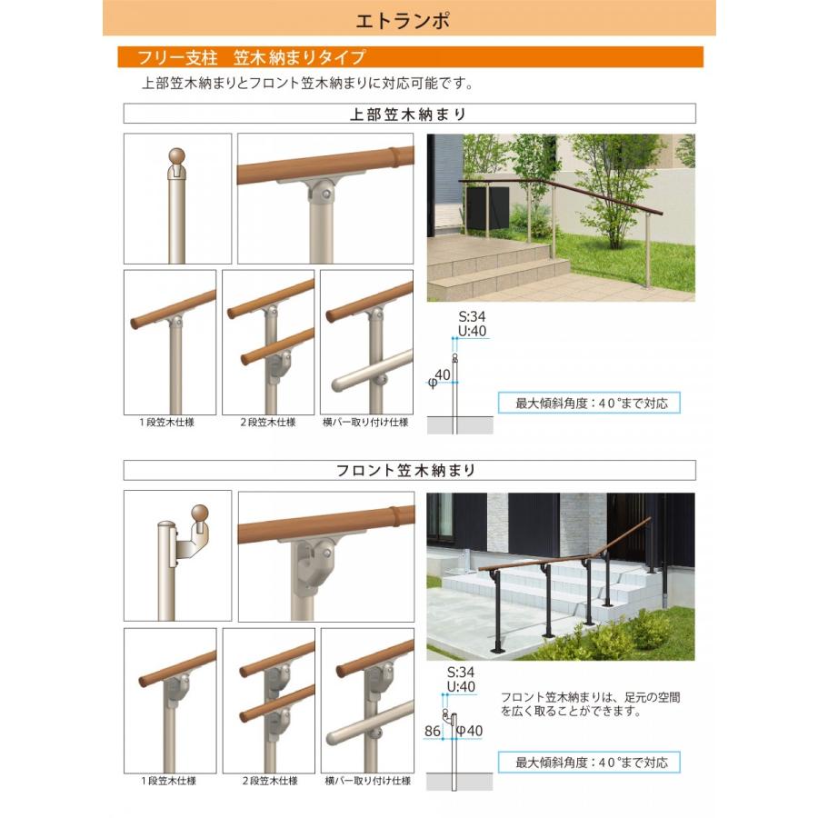 部品】 歩行者用補助手すり 三協アルミ エトランポS1型 フリー支柱