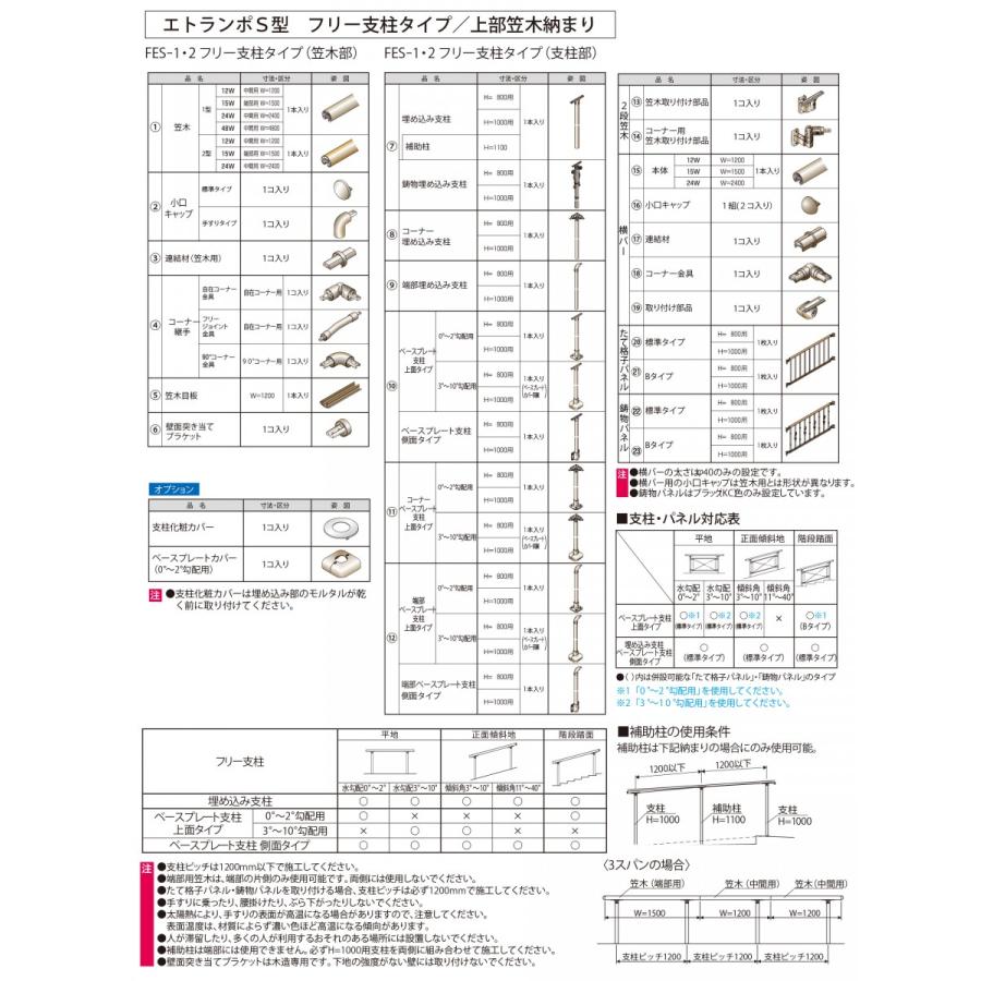 部品】 歩行者用補助手すり 三協アルミ エトランポS2型 フリー支柱
