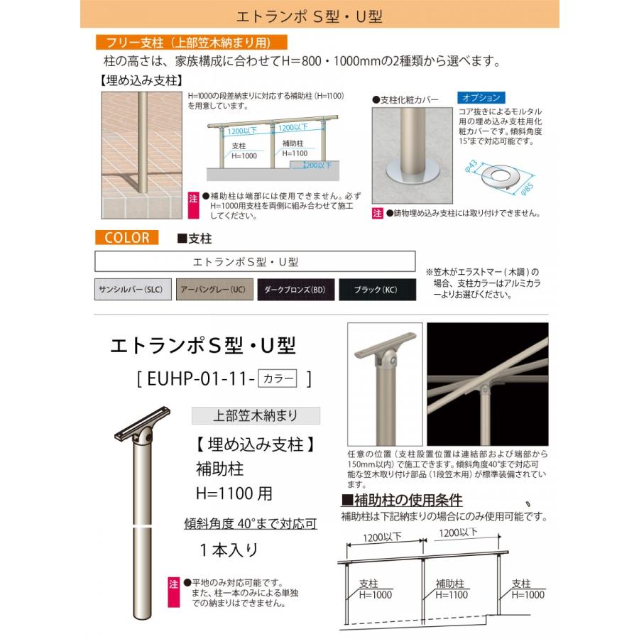 部品】 歩行者用補助手すり 三協アルミ エトランポS2型 フリー支柱