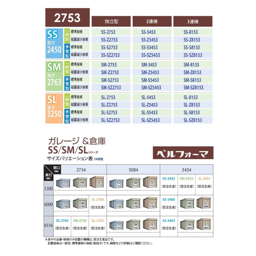 【無料★特典対象】 物置 収納 タクボ 物置 TAKUBO 田窪工業所 ベルフォーマ SM 一般型 標準屋根 2連棟 間口5468mm×奥行き5300mm×高さ2763mm SM-5453 シャッ