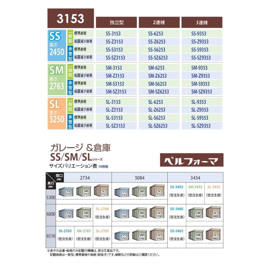 【無料★特典対象】 物置 収納 タクボ 物置 TAKUBO 田窪工業所 ベルフォーマ SM 一般型 標準屋根 2連棟 間口6168mm×奥行き5300mm×高さ2763mm SM-6253 シャッ_3