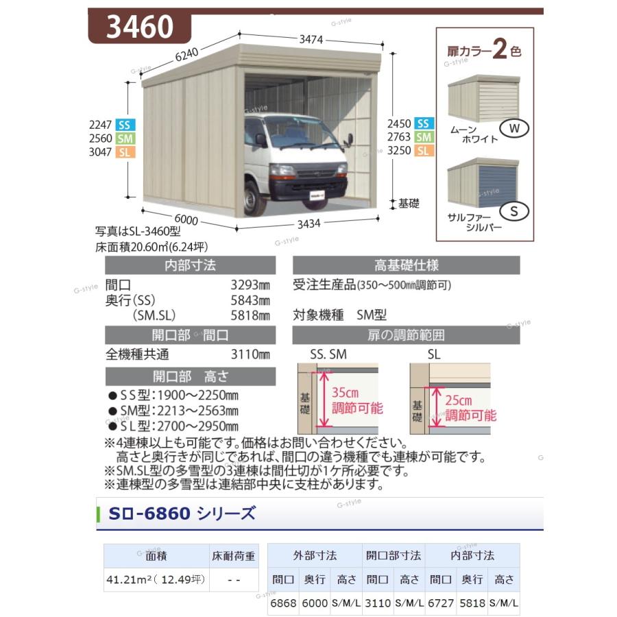 物置　収納　タクボ　TAKUBO　標準屋根　田窪工業所　収納　物置　SL-6860　ベルフォーマ　シャッタータイプ　2連棟　間口6868mm×奥行き6000mm×高さ3250mm　SL　2連棟　一般型