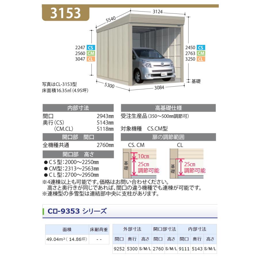 【無料★特典対象】 物置 収納 タクボ 物置 TAKUBO 田窪工業所 カールフォーマ CS 3連棟 一般型 標準屋根 間口9252奥行き5300高さ2450 CS-9353 シャッタータイ