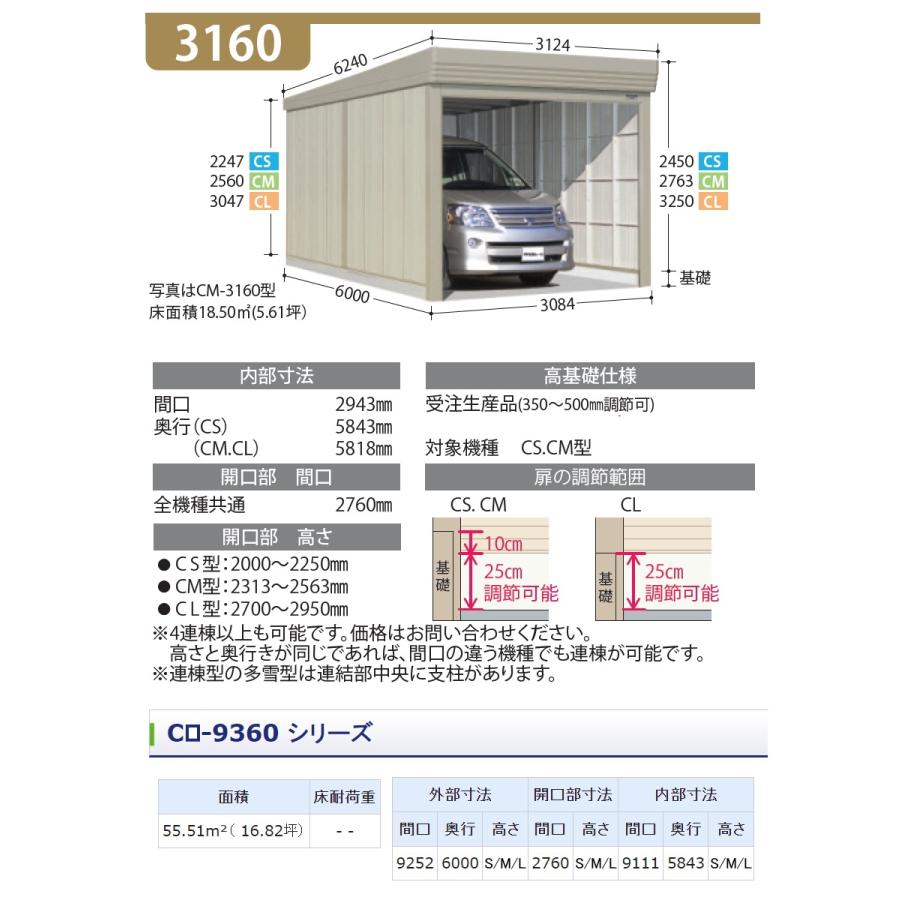 【無料★特典対象】 物置 収納 タクボ 物置 TAKUBO 田窪工業所 カールフォーマ CM 3連棟 多雪型 標準屋根 間口9252奥行き6000高さ2763 CM-S9360 シャッタータ_2