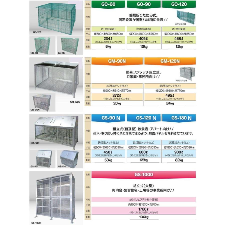【無料★特典対象】 屋外 ゴミ箱 ダストボックス   テラダ ゴミステーション   GO-120   簡易折りたたみ式   幅1200mm×奥600mm×高650mm 容量468L   45Lゴミの画像