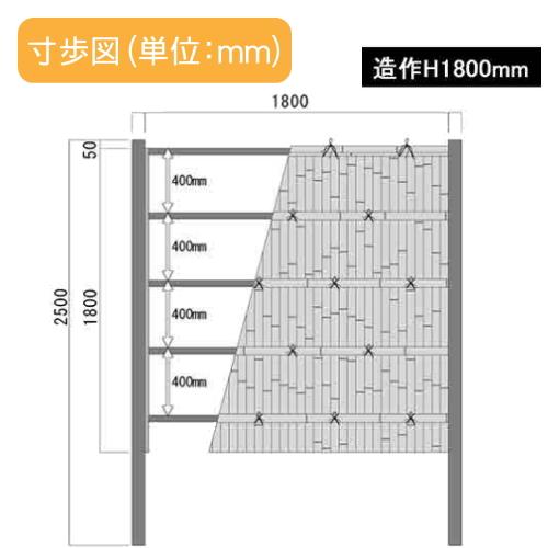 【無料★特典対象】 人工竹垣フェンス 目隠し 組立式   タケヒロ産業 建仁寺垣   A型(両面・真竹)基本型 H1800   SSAA-1218K   樹脂製 外壁 庭 和風空間 境界の画像