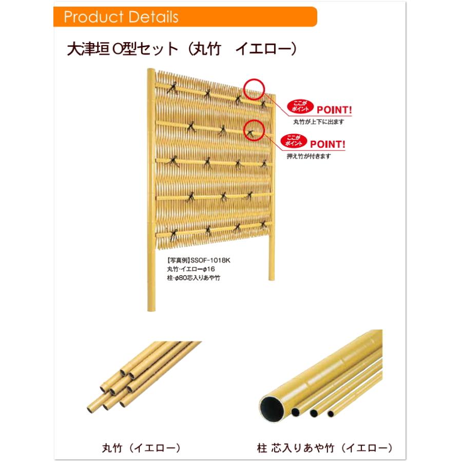 【無料★特典対象】 人工竹垣フェンス 目隠し 組立式 タケヒロ産業 大津垣 O型(イエロー)基本型 H900 SSOF-1009K 樹脂製 外壁 庭 和風空間 境界 屋外_2