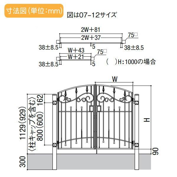 鋳物門扉　LIXIL　リクシル　柱使用　片開き　DIY　TOEX　コラゾン　塀　本体・取っ手(取手)セット　07-12　ガーデン　壁　扉1枚寸法700×1,200　屋　境界　3型　囲い