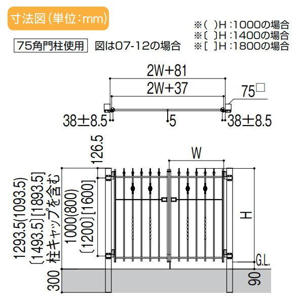 鋳物門扉　LIXIL　リクシル　TOEX　ラフィーネ　2型　柱使用　両開き親子　本体・取っ手(取手)セット　DIY　ガーデン　扉1枚寸法300・900×1,000　03・09-10