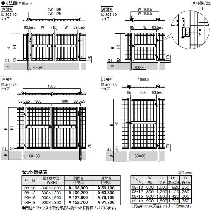 無料☆特典対象】 ハイグリッド門扉N8型 片開き 46246 LIXIL(リクシル