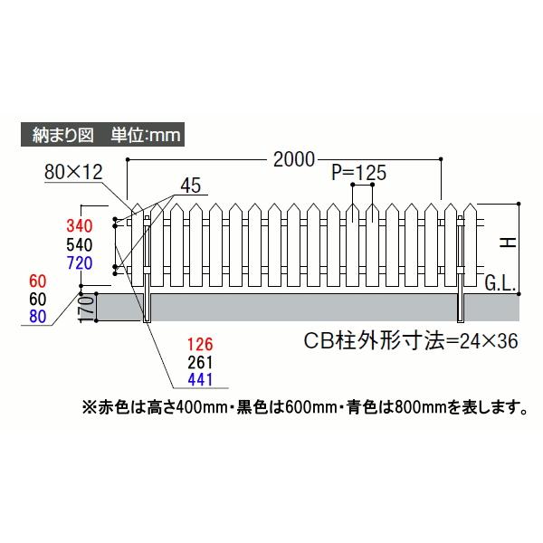 フェンス   LIXIL(リクシル) TOEX  アメリカンフェンス1型   フェンス本体   H600   境界 屋外 アルミ 形材フェンスガーデン DIY 塀 壁 囲い｜ex-gstyle｜03