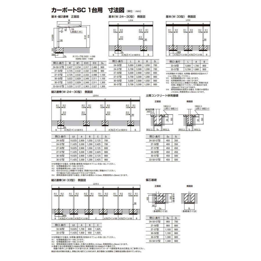 カーポートSC 1台用 縦2連棟 33-57型 標準柱（H22） 木調色 カーポート 1台用 LIXIL リクシル 駐車 車庫 ガレージ 屋根 1台_3