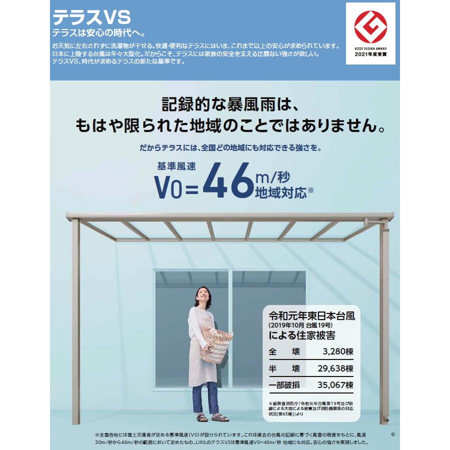 【無料★特典対象】 テラス屋根 LIXIL テラスVS テラスタイプ F型 標準柱(2400mm) 900タイプ 桁：自在桁仕様 ポリカ：一般タイプ 関東間 間口1.5間×出幅8_2
