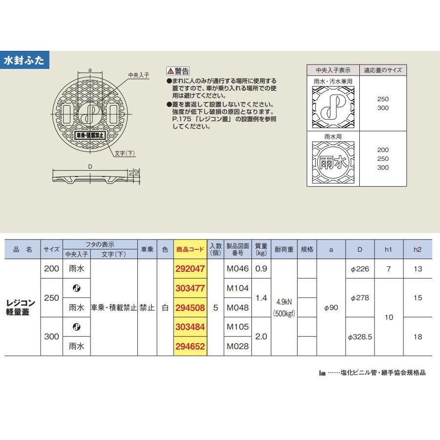 【無料★特典対象】 タキロンシーアイ 5個入 ポリプロピレン製ます用ふた レジコン軽量蓋 水封ふた サイズ 250 車乗:不可　積載:禁止　耐荷重:4.9kN(50_1