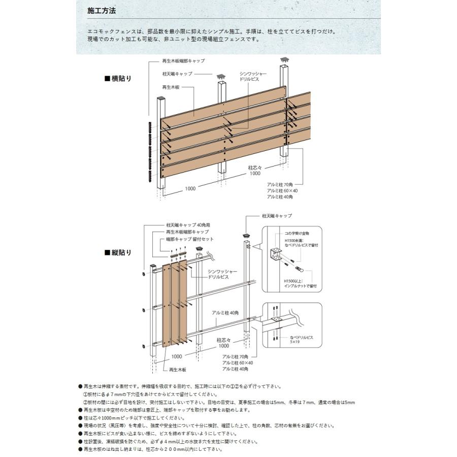 【セット商品】フェンス 目隠し ECOMOC FENCE(エコモックフェンス)  リミテッドエディション たて貼り 板64列 本体・柱・部品 組立て部材セット   H1000mm×｜ex-gstyle｜06