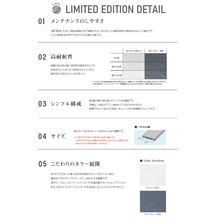 【無料★特典対象】 【セット商品】フェンス 目隠し ECOMOC FENCE(エコモックフェンス) リミテッドエディション たて貼り 板38列 本体・柱・部品 組立