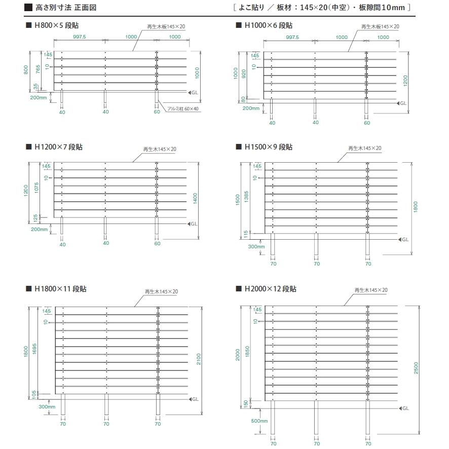 【セット商品】フェンス 目隠し ECOMOC FENCE(エコモックフェンス)  オリジナル たて貼り 板64列 本体・柱・部品 組立て部材セット   H1800mm×L9910mm用｜ex-gstyle｜09