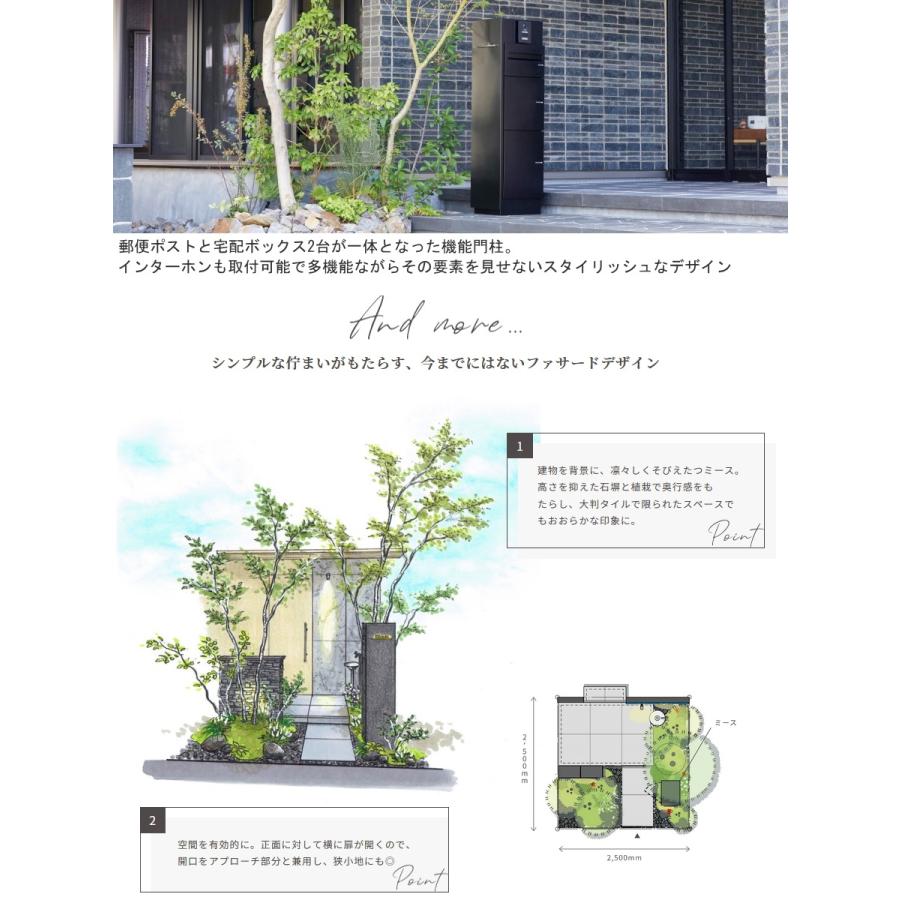 【無料★特典対象】 機能門柱 宅配ボックス   ユニソン UNISON Mies   ミース アンカー仕様   インターホン対応無し(加工無し)   右開きタイプ   正面パネルの画像